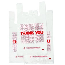 TashiBox Shopping Thank Reusable and Disposable Grocery Bags Large, White 