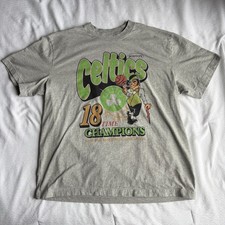 Boston Celtics 18 Time Champions NBA Official Gray T-Shirt Men  s Size Large