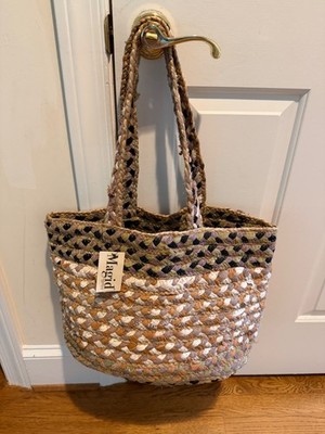 Magid Jute Hobo Boho Rag Bag Shoulder Beach Tote EUC