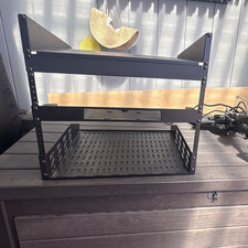 Black Metal Vented 2-Shelf 19" Rack Mount Stand/Desktop Equipment Rack