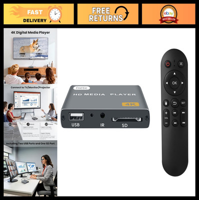 4K Digital Media Player - HDMI/AV Output, USB/SD Card Support, Auto Playback, Lo