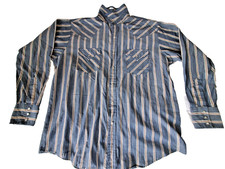 Vintage Y2K Plains Western Wear Pearl Snap Shirt Men s Large