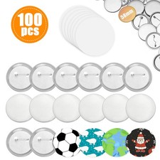 Button Rohlinge 58 mm Set f&uuml;r 100 Buttons mit Sicherheitsnadel & Folie