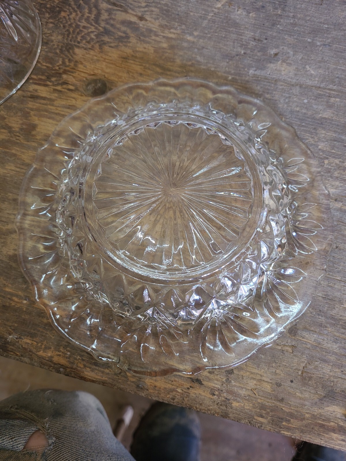 Vintage Glass Round Butter ~ Cheese Dish ~6.5