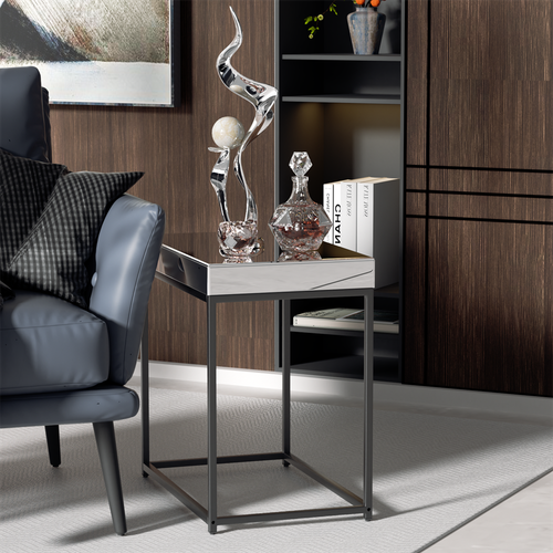 Drawer Mirrored Nightstand Side End Table Bedside Table for Bedroom Living Room - 第 12/37 張圖片