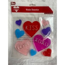 NEW Cute Window Gel Cling Stickers Hearts Valentines Day 9 pc Anniversary LOVE 