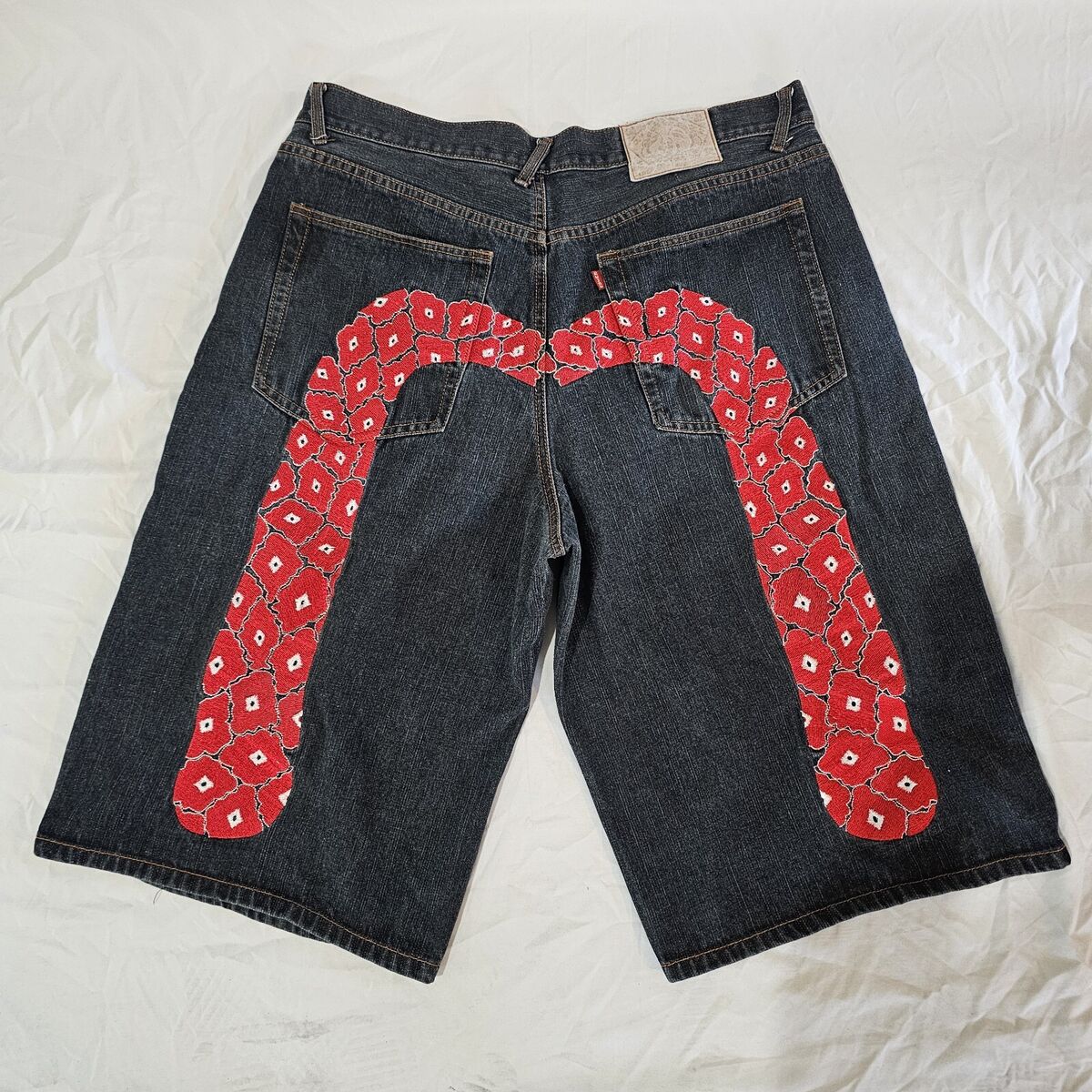 Vintage Evisu Mens Size 40x14 Jean Shorts Jorts Dark Wash Vintage Evisu Mens Size 40x14 Jean Shorts Jorts Dark Wash
