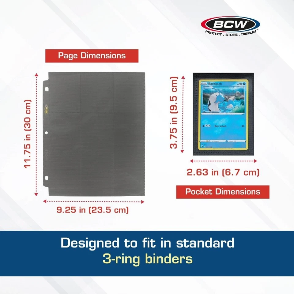 200 BCW carga lateral 18 páginas de álbum de bolsillo gris carpeta página tarjetas coleccionables Magic The Gathering Foto 2 de 4