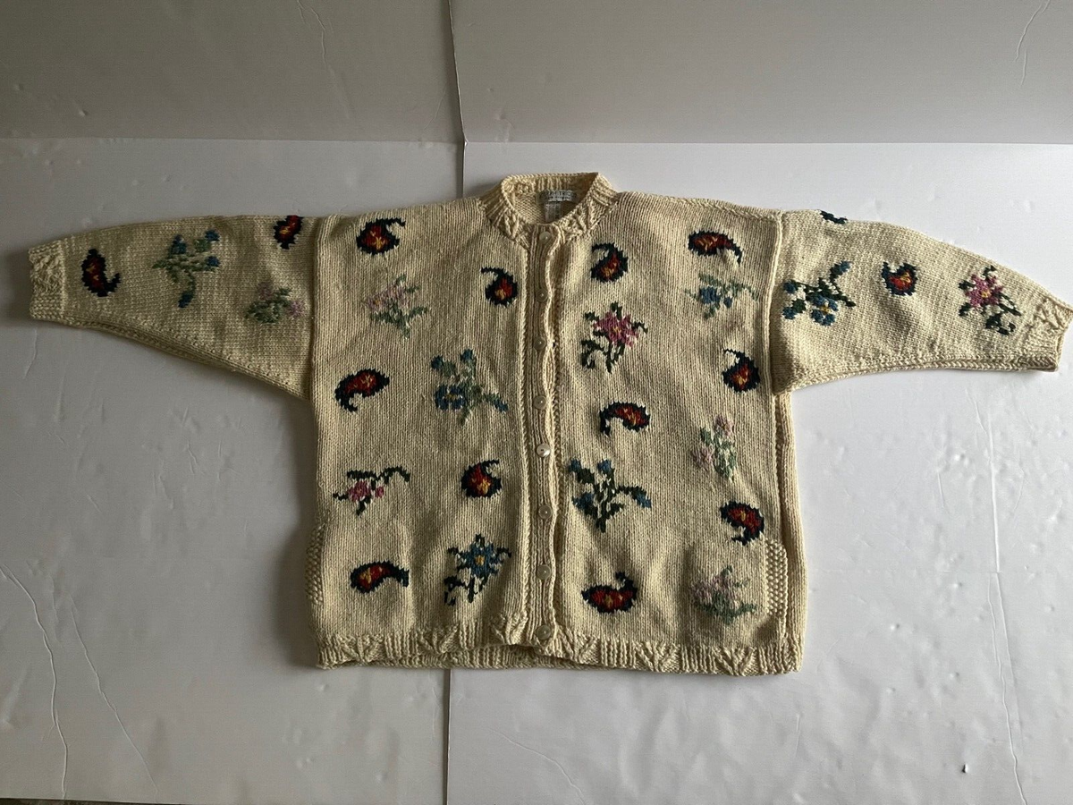 JOSEPH TRICOT VINTAGE ENGLAND HAND KNIT WOOL FLORAL AND JOSEPH TRICOT VINTAGE ENGLAND HAND KNIT WOOL FLORAL AND