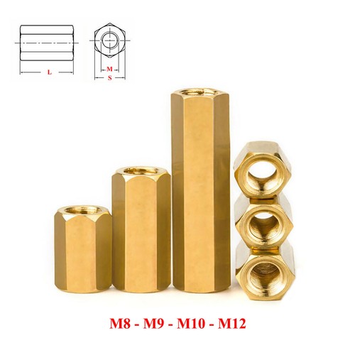 M8 M9 M10 M12 brass spacer sleeves long nuts connecting nuts threaded