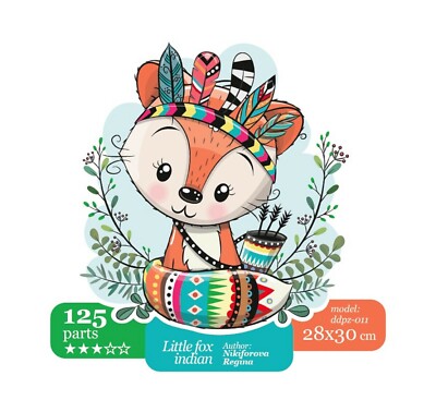 Wooden Jigsaw Puzzle Little Fox With Whimsy Shaped Pieces By Wizardi ...