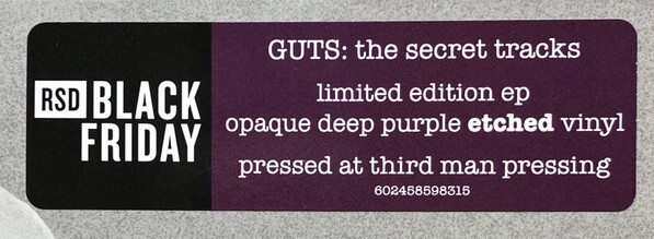 Olivia Rodrigo ‎– Guts The Secret Tracks Vinyl Purple Etched