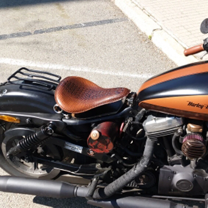 Brown Motorcycle Alligator Large Solo Seat For Harley Heritage Softail Springer - Image 2 of 4