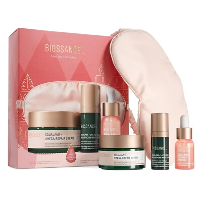 Biossance Love, Joy + Bestsellers Set Repair Cream, C rose Oil Resurfacing Serum