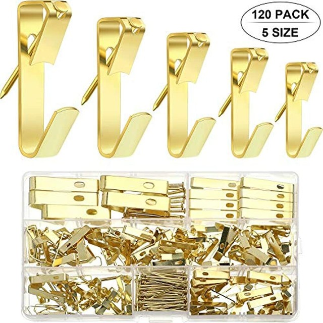 120 Set Picture Hangers Photo Frame Hanging Hooks With Nails On Wooden