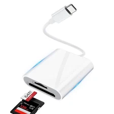 USB C SD TF Card Reader 2in 1 High Speed High Capacity No Need to Download Ap...
