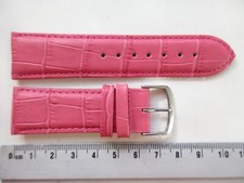 Bubblegum pink alligator print 22 MM leather watch band strap - SHORT