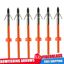 Archery Solid 32in Fiberglass Bowfishing Arrows Safety Slide Outdoor Hunting 6Pk