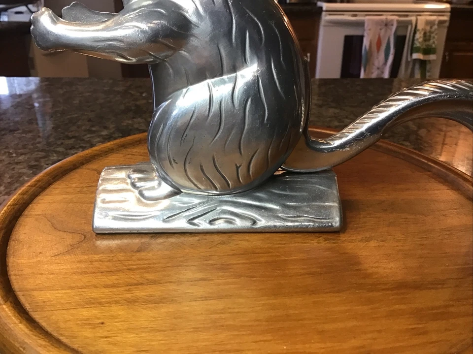 "ARDILLA CASCANUECES NORPRO VINTAGE EN UN TRONCO ALUMINIO FUNDIDO METAL 9"" GRAN DECORACIÓN" Foto 4 de 4