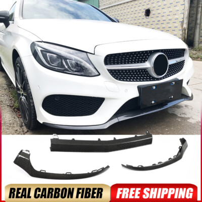 For Mercedes Benz W205 C200 C300 C43 15-17 Real Carbon Front Bumper Lip Spoiler