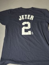 Vintage Derek Jeter Shirt New York Yankees XL Navy MLB Baseball 2 Majestic Y2K