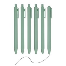 6 Pack Retractable Pens 0.5mm, Black Gel Ink for Office, Bright Green