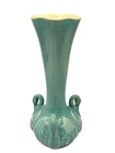 Vtg 1930's Red Wing Rum Rill Art Pottery Vase #449 3 Swans Base Turquoise 10 in.