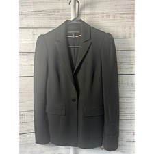 White House Black Market Womens Black Puff Sleeve Blazer Jacket Size 2