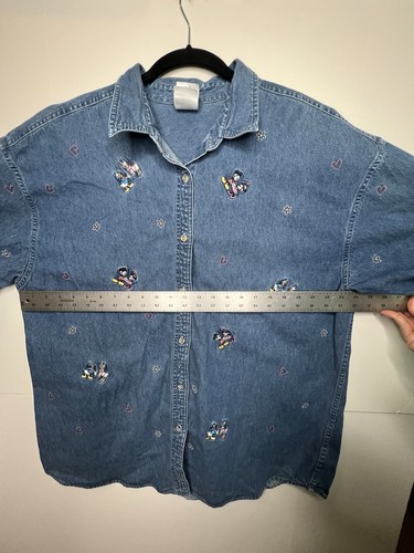 Camisa Denim Disney Mickey Minnie Donald & Daisy XXL Bordada Abotonada - Imagen 4 de 12