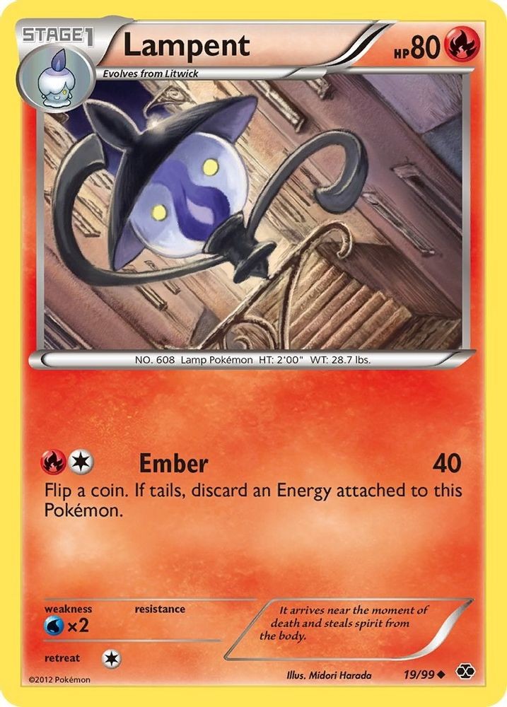 2012 Pokemon: Next Destinies - Lampent (#19/99, Uncommon, Lightly Played)