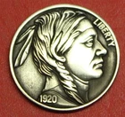 HOBO Buffalo Nickel Female Indian Made from a Real US Buffalo Nickel