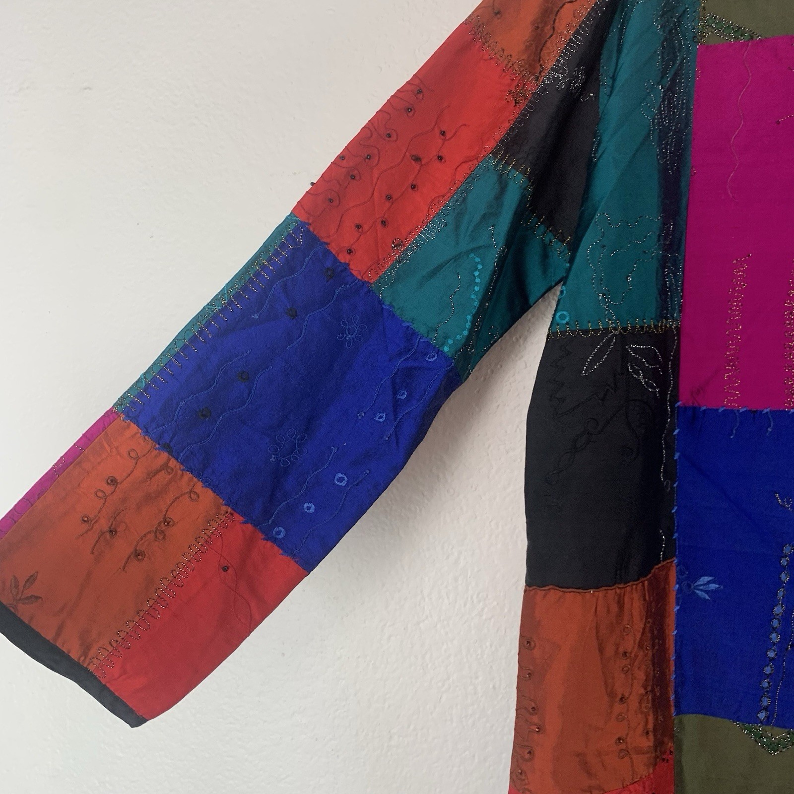 Chicos Design Jacket 0 Small Patchwork Beaded Boh… - image 2