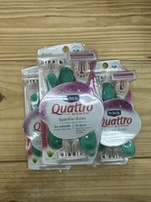 Women’s Schick QUATTRO Disposables Razors ~ 3 Pack ~ SPARKLE (Enriched w/Aloe)