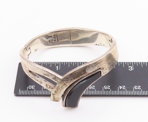 925 Sterling Silber Vintage Armband JRE MEXICO Designer Cutout Onyx BT11326 - Bild 10 von 11