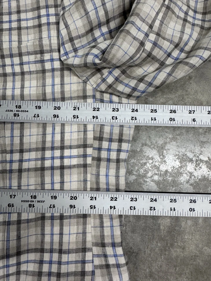 Chaqueta Blazer Tallia 100% Lino Para Hombre 46L Azul Tostado Cuadros Abrigo Deportivo Usado en Excelente Condición Foto 4 de 4