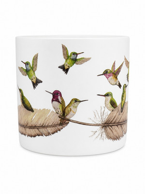 Hummingbird Ceramic Planter Pot 4.5'' Indoor Flower Plant Pot Cachepot White Deco