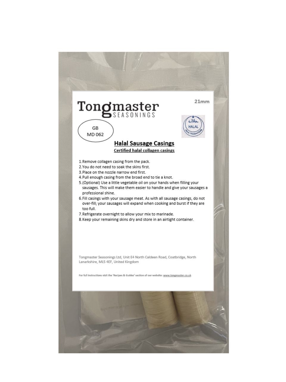 2 x 21mm Halal Collagen Sausage Casings