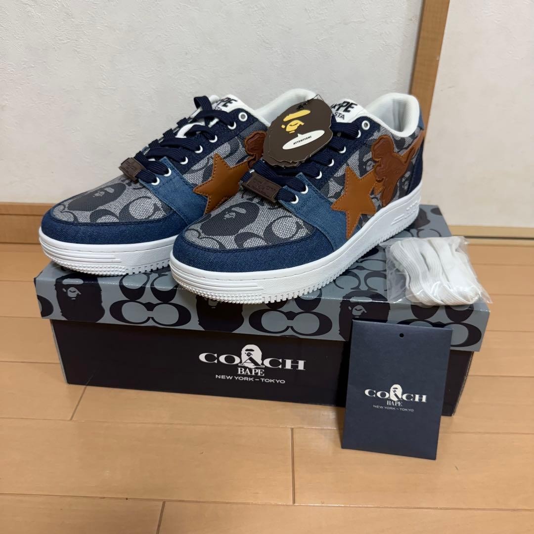 COACH A Bathing Ape BAPE STA Sneakers Denim Navy (US 10, UK 9.5) - near mint
