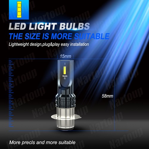 Ice Blue H6M LED Headlight Bulbs 8000K For Yamaha Rhino 660 2004-2007 - Foto 9 di 10