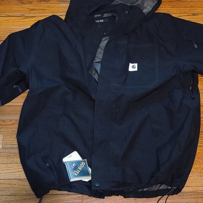 Carhartt Men's 3XL Black Hooded Waterproof Full Zip Jacket Stand-Up Relaxed