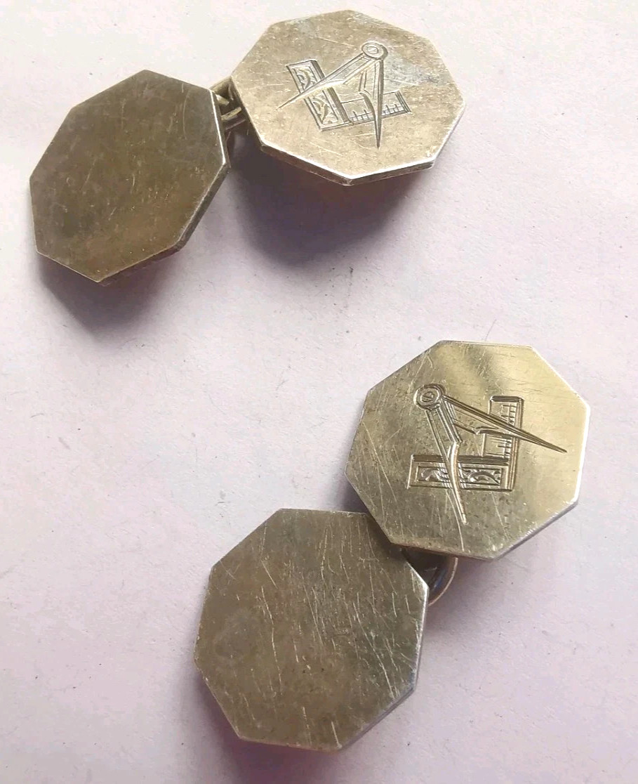 ANTIQUE MASONIC MARKED SOLID STERLING SILVER SQUA… - image 1