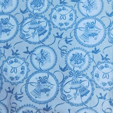 Wedding Free Spirit Fabric Blue-Gray Cotton Floral Rings Lilies Bells, 2+ Yd NEW