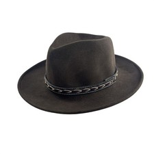 VTG Woolrich Wool Outback Fedora Hat Brown XL Leather Band Western Cowboy