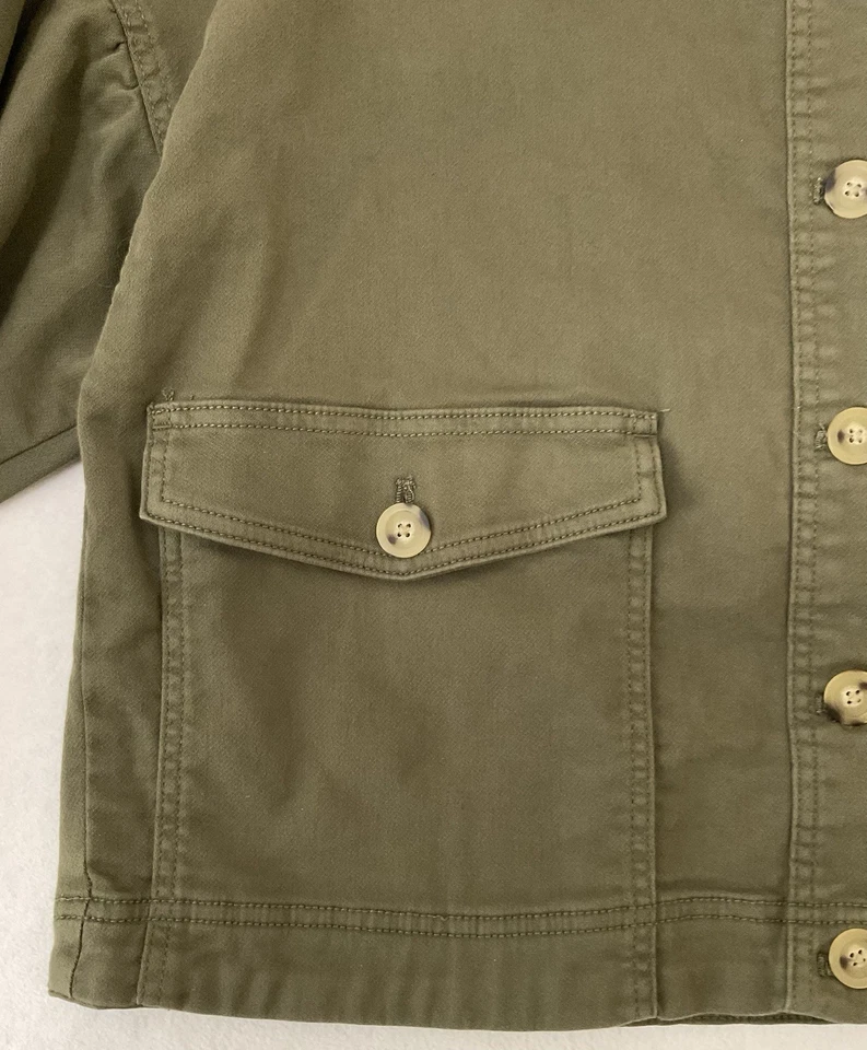 Ejército Caslon. Utilidad Botón Completo 98% Algodón Ejército Oliva W M Foto 2 de 4