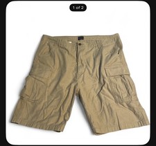 Levi Strauss Co. Men's Beige Canvas Cotton Cargo Shorts Zip, Pockets