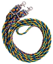 Showman Rainbow Braided Nylon Barrel Reins w/ Scissor Snap Ends