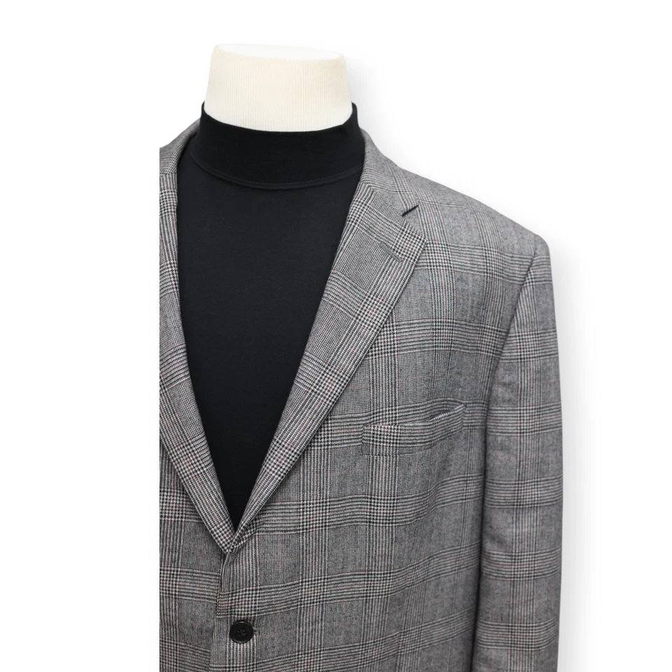 TASSO ELBA Hombre Gris Cuadros 100% Lana Abrigo Deportivo Traje Chaqueta Blazer 48 R Foto 3 de 4