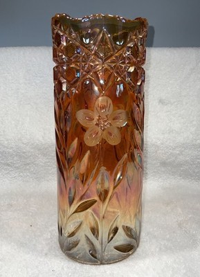 Carnival Glass Marigold Iridescent Vase Flowers 10