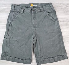 Carhartt Canvas Work Shorts Mens 32 Green Rugged Flex Relaxed Fit Dark Gray