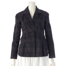 ISSEY MIYAKE 2003AW Cotton Circle Cutting Check Tailored Jacket Outer IM33FD548